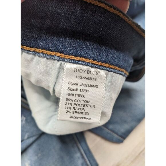 Judy Blue Skinny‎ Fit Mid-Rise Skinny Jeans Sz 13/31 (32x29) Stretch Distressed - Picture 7 of 12